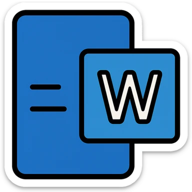 Microsoft Word logo as a flat icon, bold lines, flat design, no gradients sticker