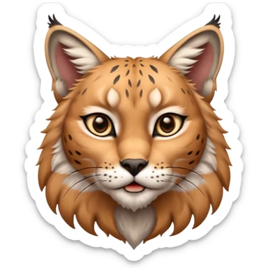 A high-resolution photo-realistic digital illustration of a majestic young lynx, chest upward  sticker