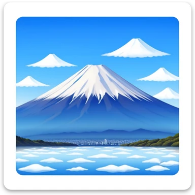 Mount Fuji, the iconic snow-capped mountain of Japan with blue sky sticker