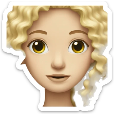 green eyed blonde curly long haired white skin girl sticker