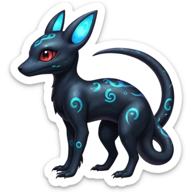 Gothic Nebulae Salandit-Umbreon-Fakémon-hybrid-creature (full body)  sticker