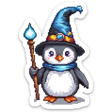 magical penguin wizard sticker