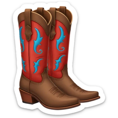 western boots with red accent color sticker