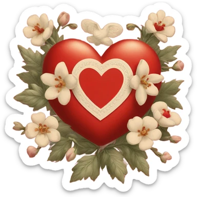 vintage valentine’s day card red sticker