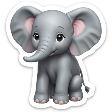 Cinematic Noble Baby Elephant Portrait Emoji, Poised and regal, with a tiny, endearing build and a soft, smooth gray hide, delicate floppy ears and a small, curious trunk, deep-set soulful eyes, Simplified yet sharp and sophisticated features, highly detailed, glowing with a gentle, dignified glow, high shine, intelligent and adorable, stylized with an air of miniature majesty, focused and attentive, soft glowing outline, capturing the essence of a watchful and confident little elephant, so majestic it feels as though it could toddle out of the screen with effortless authority! sticker