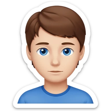 Brown haired boy with blue eyes  sticker