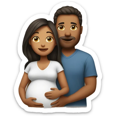 A pregnant woman with her husband  sticker