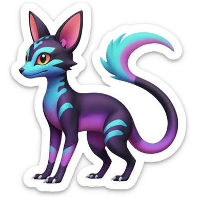Neon pastel Salandit-Umbreon-Genet-Noivern-Noibat-Serval-Hybrid (Full body) sticker