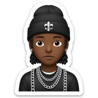 need underground rap aesthetic emoji profile pic for my rap Instagram @foevlone so maybe in a black chrome hearts style beanie that says FV on it and add a Cuban chain sticker