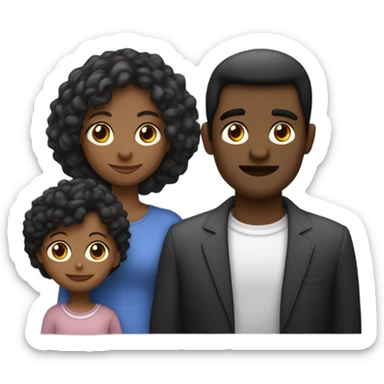 una familia niño morocho con pelo negro nariz finita, mujer pelo castaño con raya al medio y anteojos negro,hombre ojos celestes cabello castaño peinado para el costado sticker