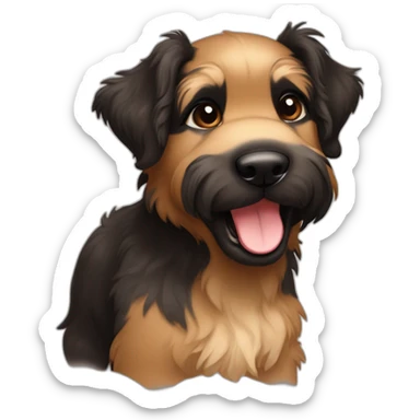 bouvier fawn brown and black puppy face very long hair smiling dark ears sticker