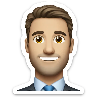 brunette hair business man with blue eyes in his mid thirties smiling  sticker
