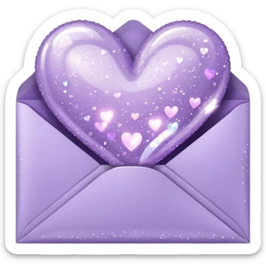 a closed pastel lavender lilac heart shiny sparkly glittery aesthetic romantic vintage envelope  sticker