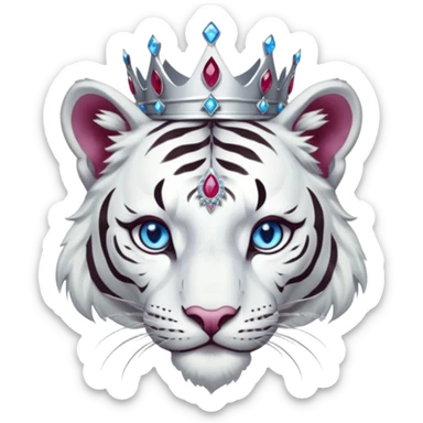 ESO Female white tiger khajiit leader of the umbral rose, blue eyes, blue 'third eye' gem, something symbolizing leadership ruling  sticker
