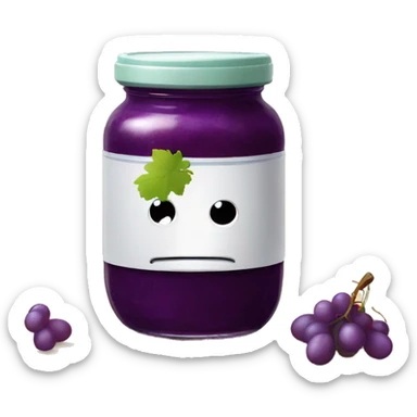Grape jam in a jar sitting on a nice table sticker