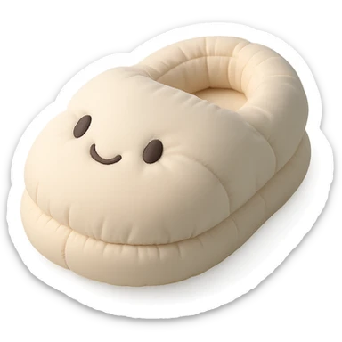single fluffy slipper with a cute face, cushion style sticker
