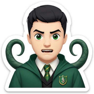 Jamie Yeates is Marcus Flint in harry potter, wear hogwarts slytherin uniform, short black hair, bulky face, often grimacing and showing buck teeth growl menacingly sticker