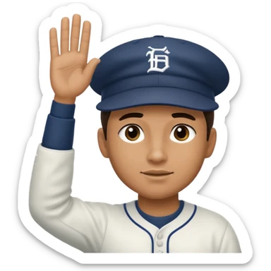 Baseball player tan skin hat saluting black under eyes sticker