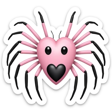 Light pink heart with black spider in center sticker