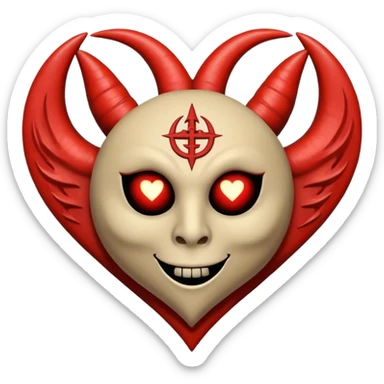 beige heart satanic sticker