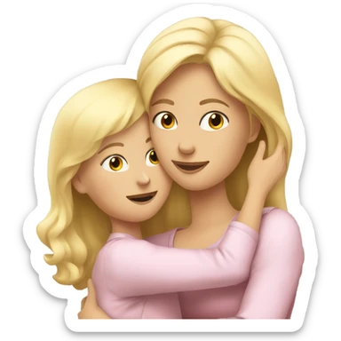 Blonde Mother huggings with a girl sticker