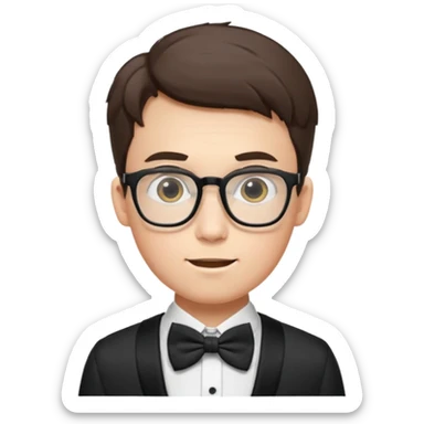 Nerdy specs boy  emoji with bow sticker