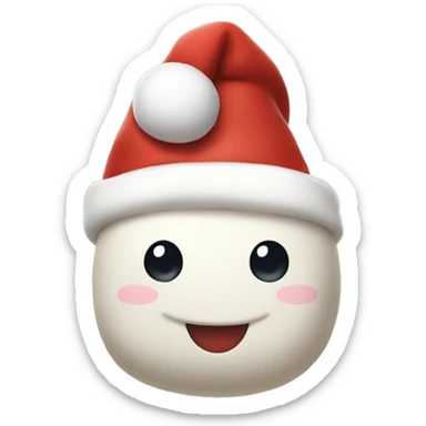 Marshmallow wearing Santa hat sticker