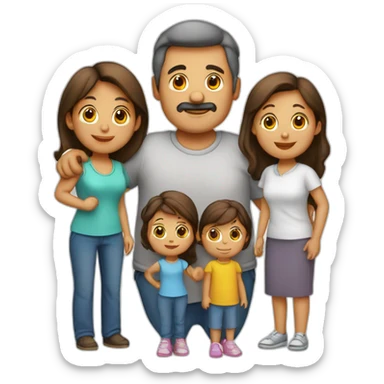 Familia de 5 personas papá y mama hijas tres sticker