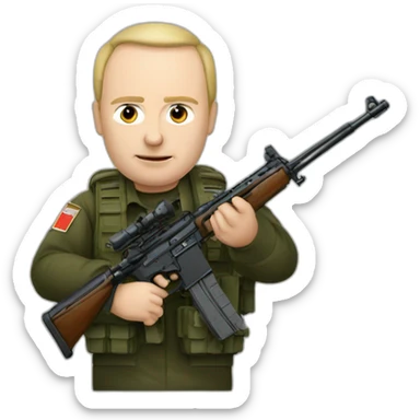 Vladimir poutine avec un fusil et un drapeau russe sticker