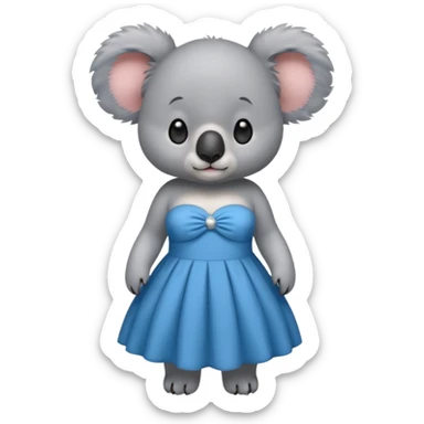 Koala bear in a strapless blue dress sticker