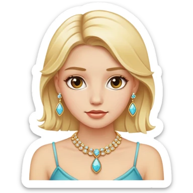 blonde girl portrait with jewelry sticker