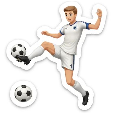 white man Soccer player kicking a ball white sticker