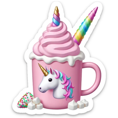 Make a pink unicorn hot cocoa sticker