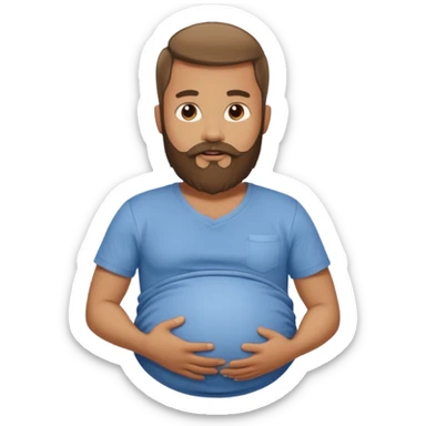 Bearded man rubbing pregnant belly poking out of shirt sticker