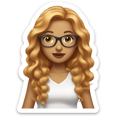 Strawberry blonde girl with curvy figures with brown eyes and light skinned with pink glasses sticker
