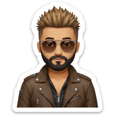 biker gang with sunglass and rugged guy bearded spicks hairin tatoots sticker