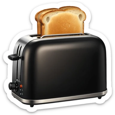 black toaster with bread sticker