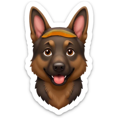 cartoon style dark German Shepherd dog with its long tongue hanging out  sticker