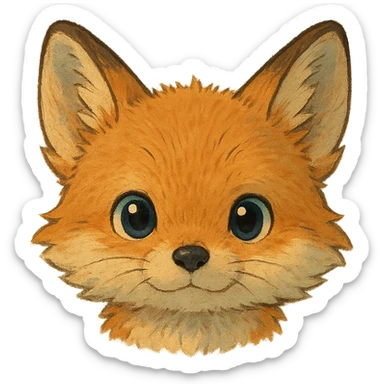face of a cute baby fox sticker