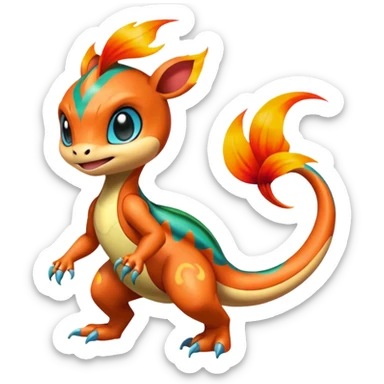 Colorful Exotic Meloetta-Charmander-Chimchar-Virizion-Venom-Stitch-Fakémon-creature-hybrid sticker