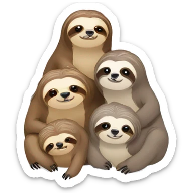 Kawaii rainbow pastel bedazzled family of sloths in a snow globe  sticker