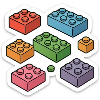 lego blocks, various colors, simple and cute style sticker