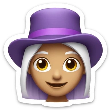 smiling girl-skin white-hair brown-in purple top hat sticker