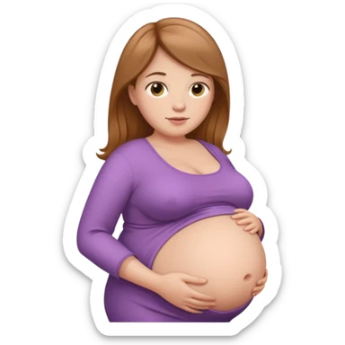 heavily pregnant woman with extremely large overdue belly sticker