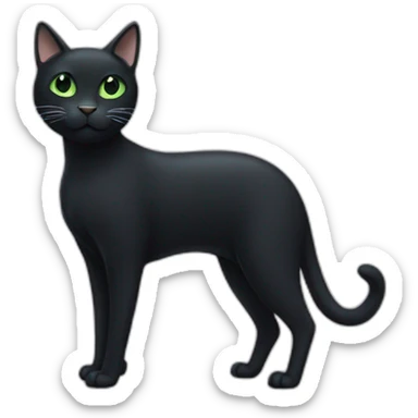 A black cat with green eyes with a white mustache and white small spots in full height sticker