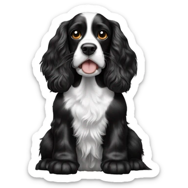 happy black and white english cocker spaniel with nose spots  sticker