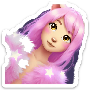 Anthro Shiny Colorful Pastel Glitter Sparkle Stars Pink Gradient Anime Chibi Fakémon Fur Sona sticker