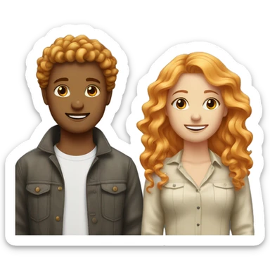 two bestfriends one with wavy orange hair one with wavy dirty blonde hair sticker