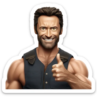 Hugh jackman Wolverine with thumbs up sticker