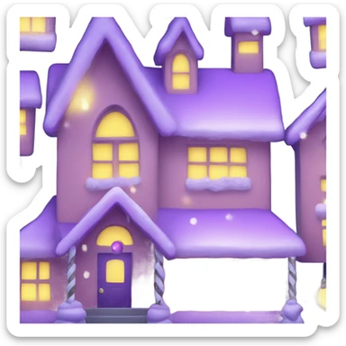 christmas house with lights on and garland light purple sticker
